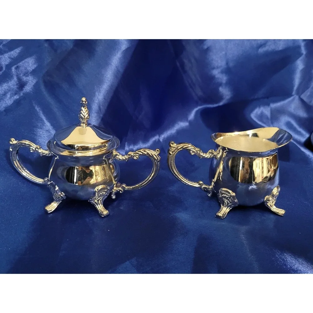 Godinger Silver Arts Mini Tea Coffee Set Creamer Sugar Pot Tray